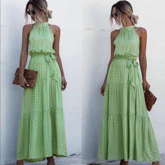 Boho gypsy dot halter maxi dress New - Picture 3 of 5